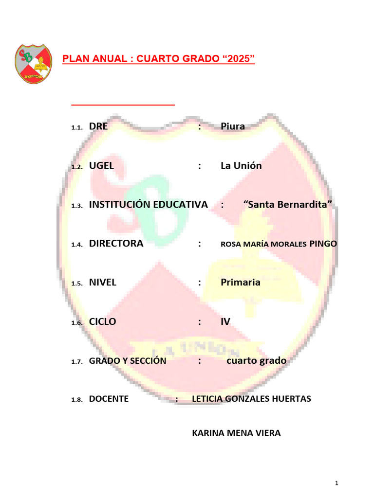 Plan Anual Cuarto Grado 2025 Piura | PDF | Geometría | Datos