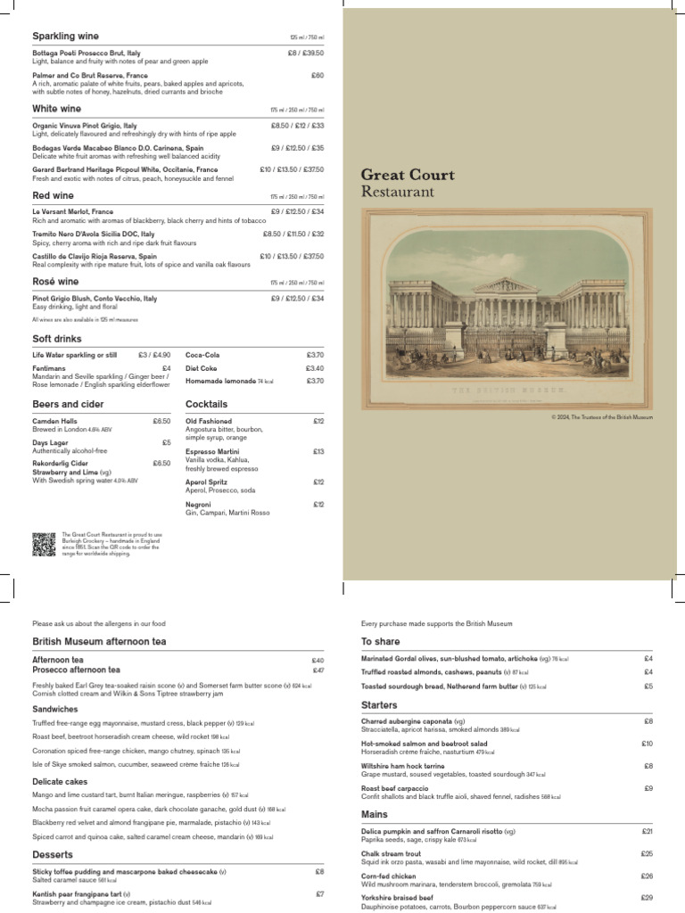 Great Court Restaurant Menu | PDF | Coffee | Wine