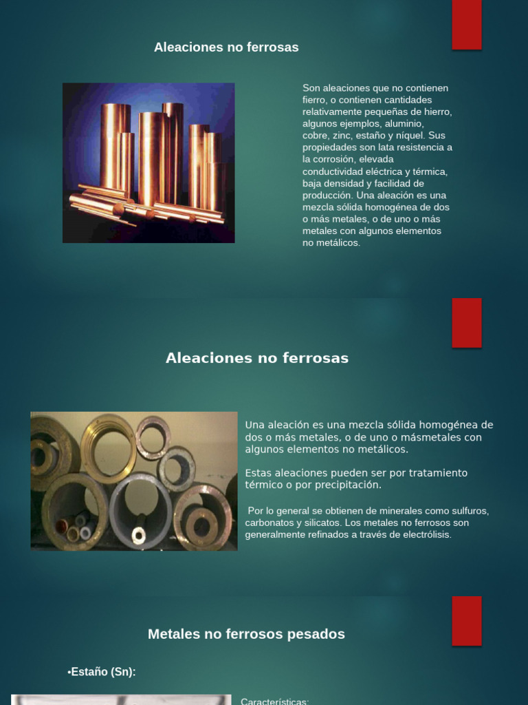 Ejemplos y características de aleaciones no ferrosas | PDF | Metal no ...