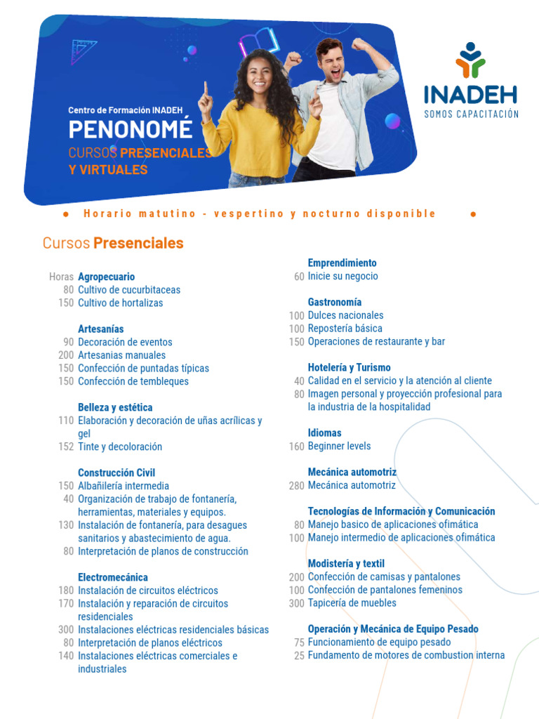 Cursos INADEH Penonomé 2025 | PDF
