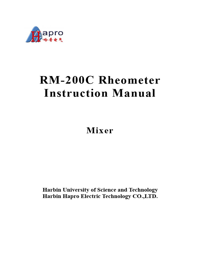 RM-200C Rheometer Instruction Manual | PDF | Rheology | Mechanical ...