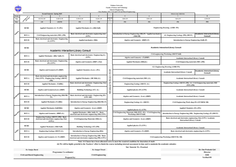Pokhara University 2nd Semester Routine 2025 | PDF | Engineering ...