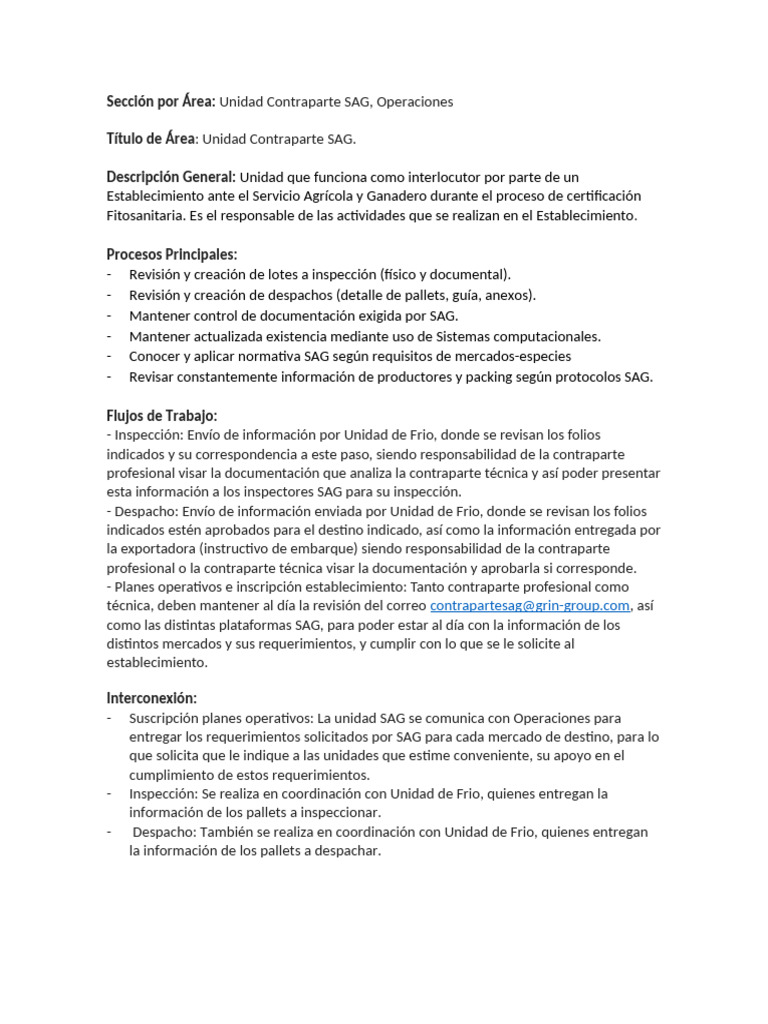 Unidad Contraparte SAG: Certificación Fitosanitaria | PDF