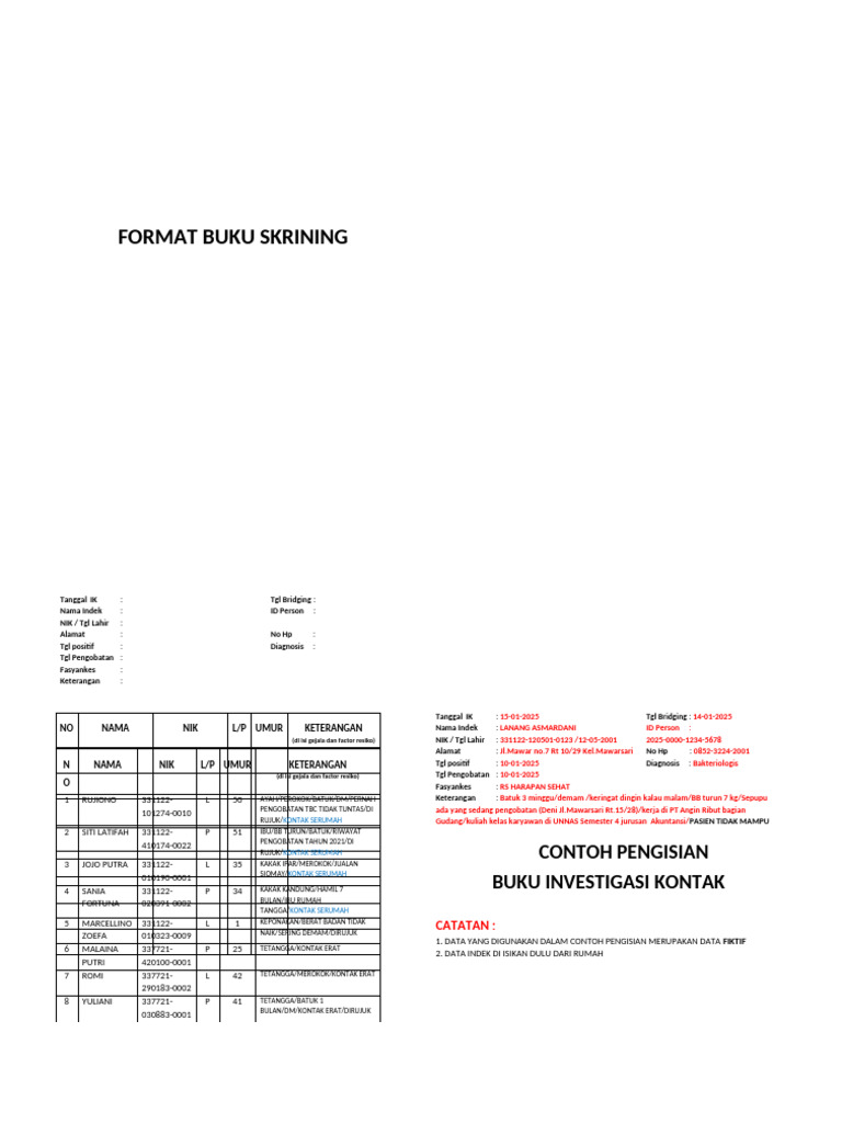 Format Buku Skrining TH 2025 | PDF