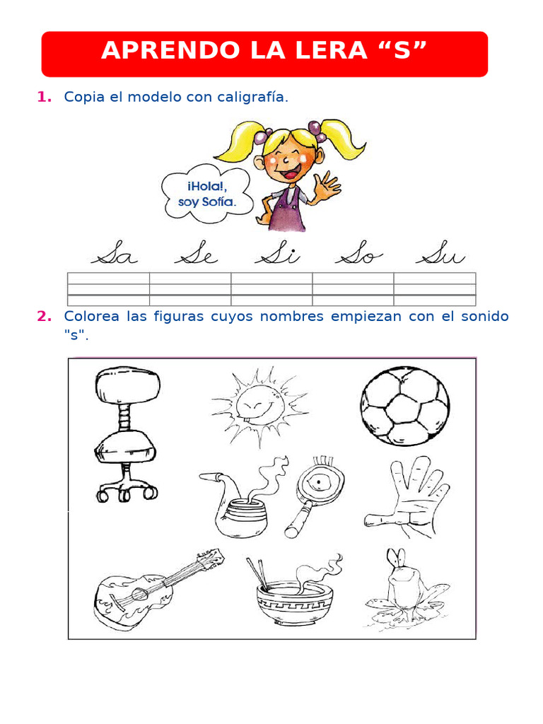 Fonema S para Primero de Primaria | PDF