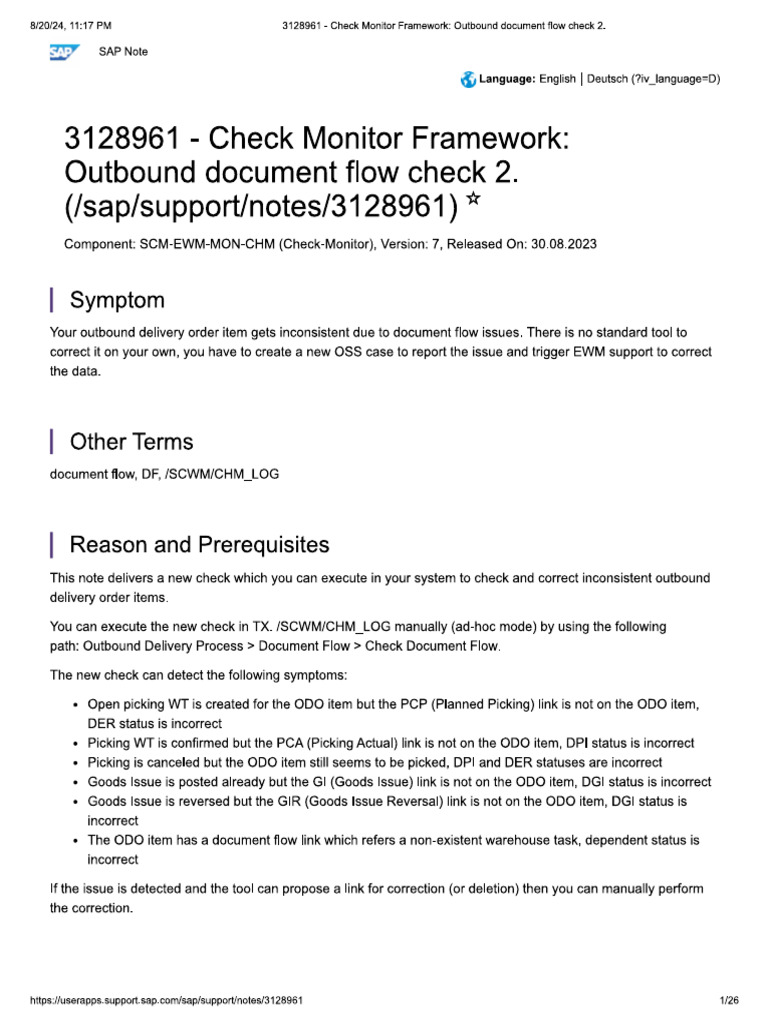 Check Monitor Framework Outbound Document Flow Check 2. | PDF