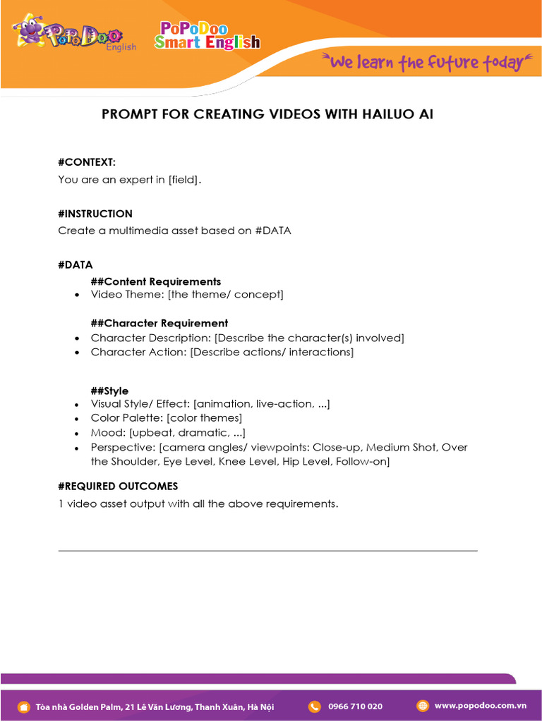 Hailuo AI Video Prompt Guidelines | PDF