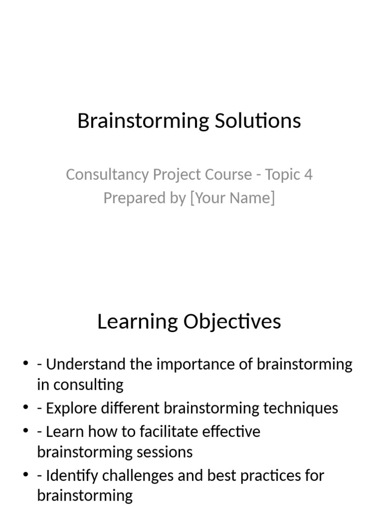 Effective Brainstorming in Consulting | PDF | Brainstorming | Business