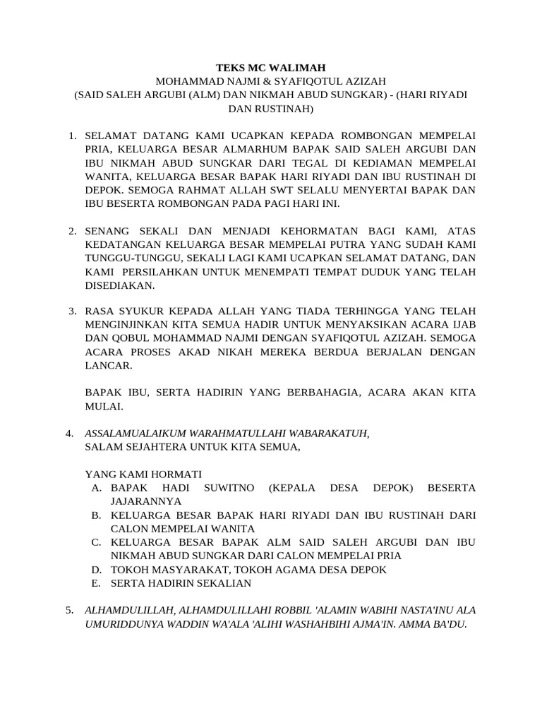Teks MC Pernikahan Bahasa Sunda | PDF