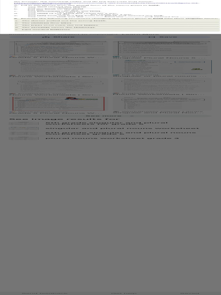 Singular Plural Worksheets For Cambridge Class 5 - Google Search | PDF