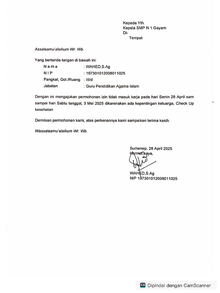 Surat Ijin Wahed | PDF