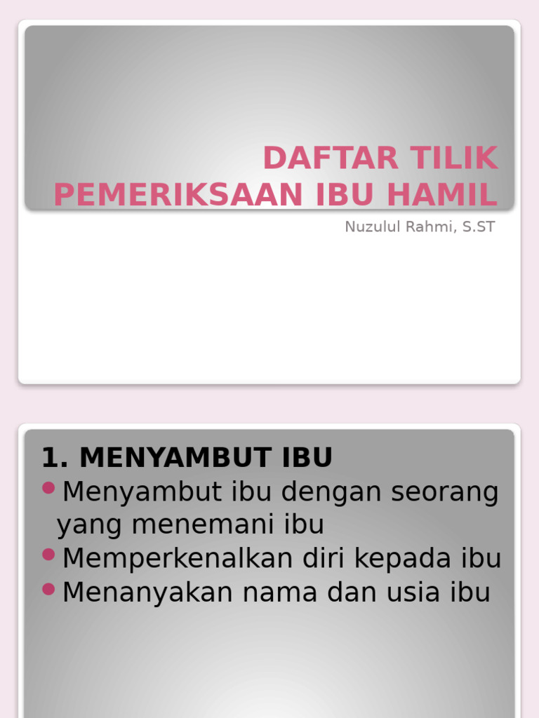 Daftar Tilik Pemeriksaan Ibu Hamil | PDF