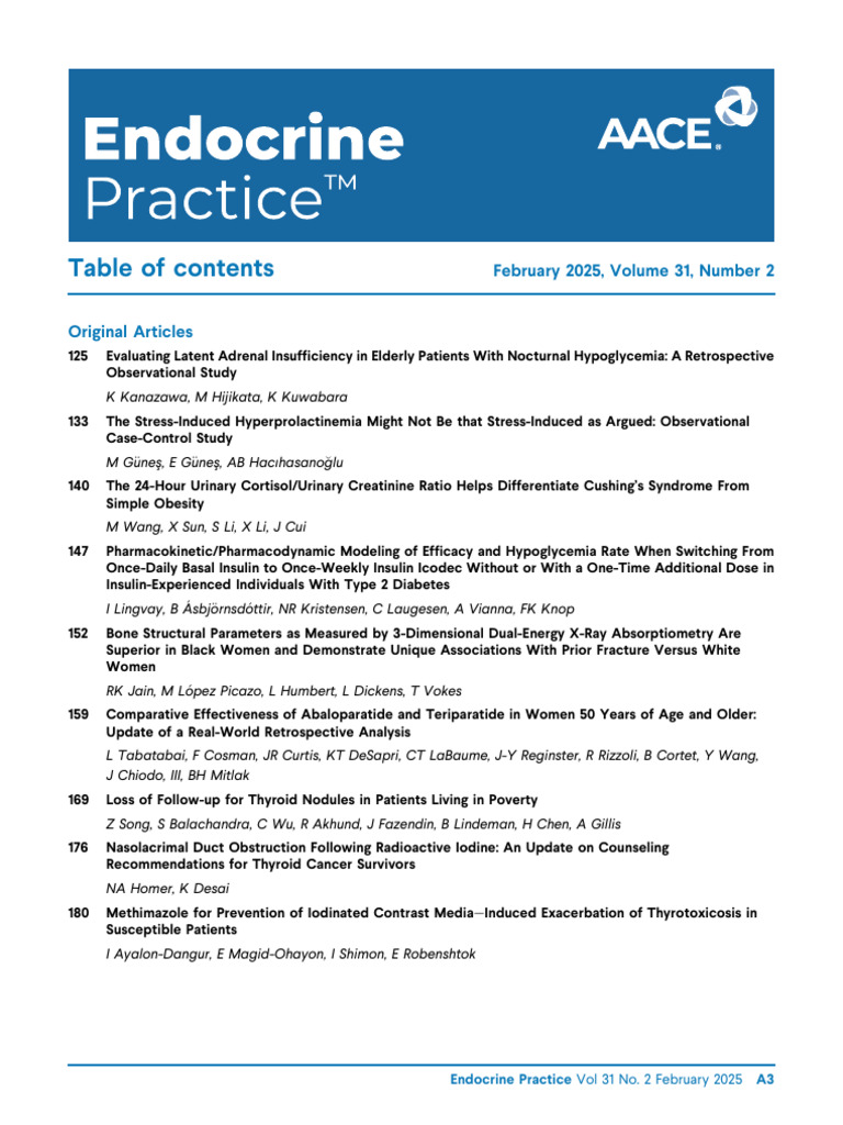 Endocrine Practice February 2025 Highlights | PDF | Endocrine System ...