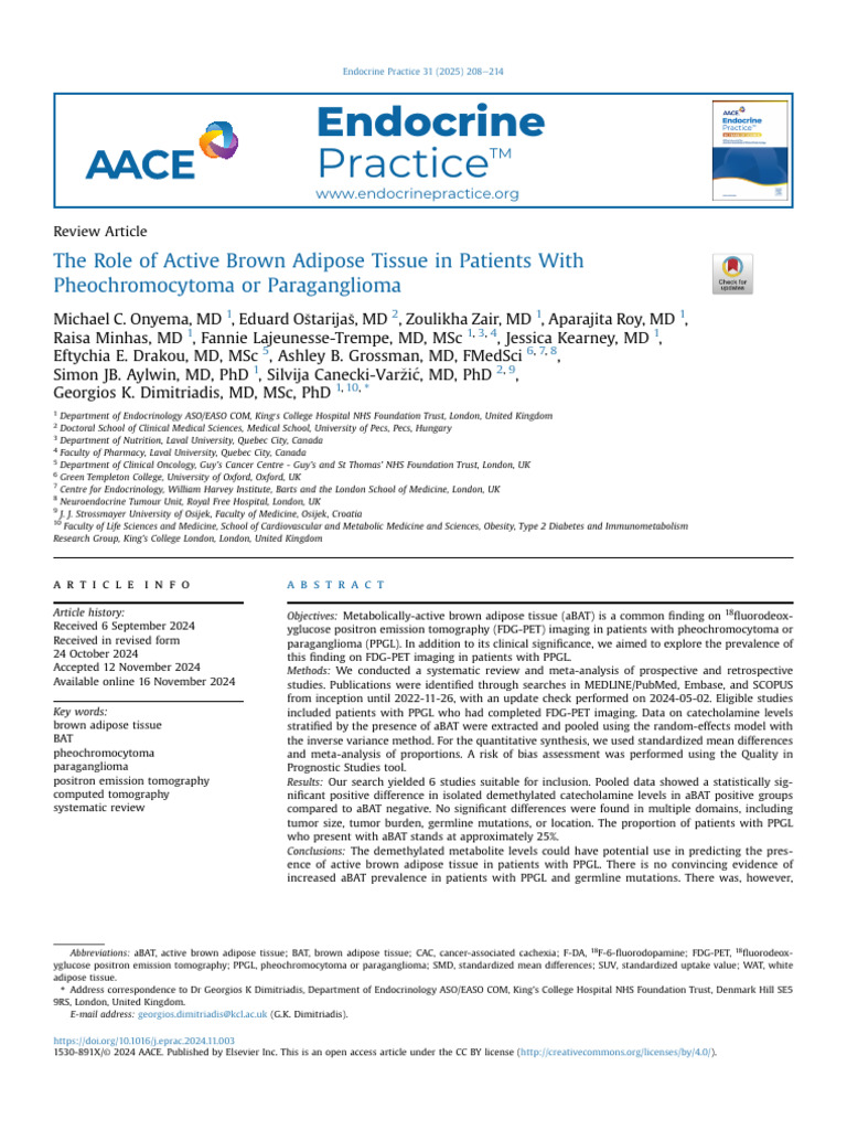 The Role of Active Brown Adipose Tissue in Patient | PDF | Positron ...