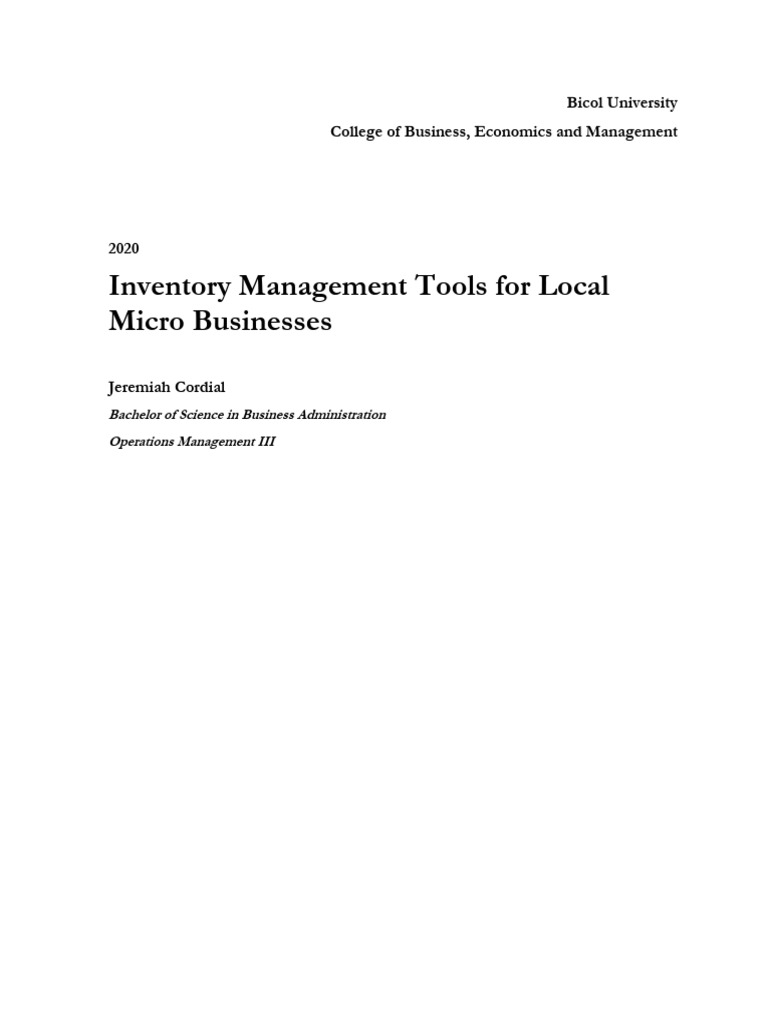 Inventory Tools for Micro Businesses | PDF | Inventory | Survey Methodology