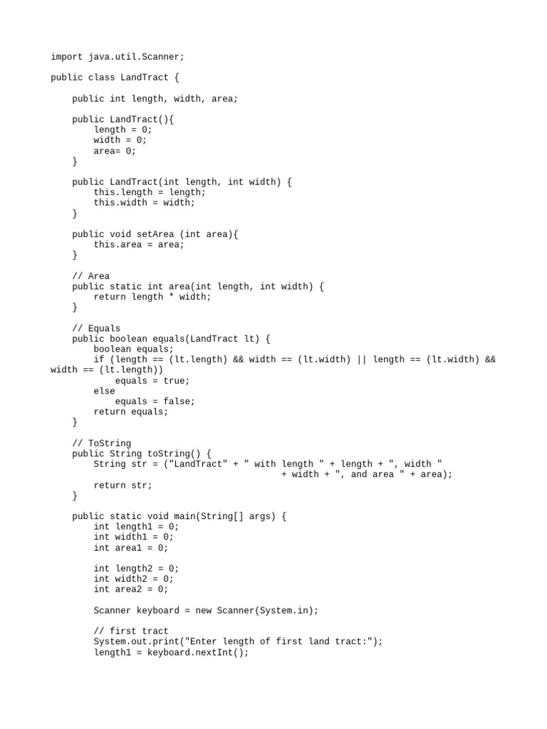 Java Land Tract Area Calculator | PDF