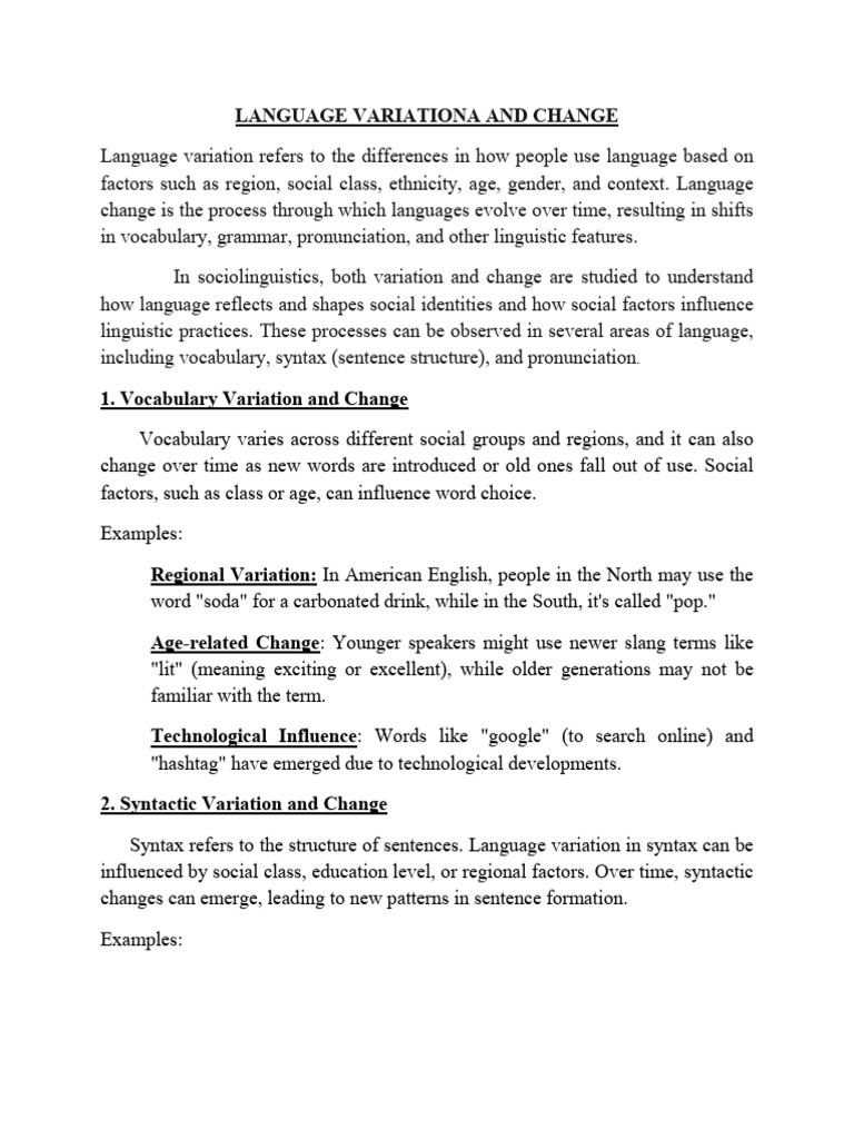 Language Variation and Change Explained | PDF | English Language | Syntax