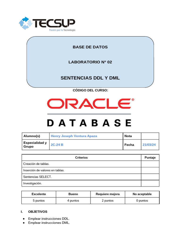 Laboratorio SQL: Creación y Consultas | PDF | SQL | Bases de datos