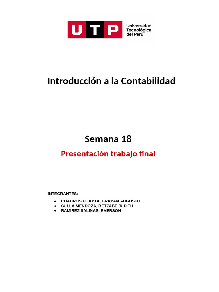 Introducción a la Contabilidad UTP | PDF | Contabilidad | Estado financiero