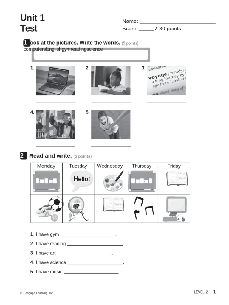 Level 2 English Unit Tests Overview | PDF | Rain | Mango