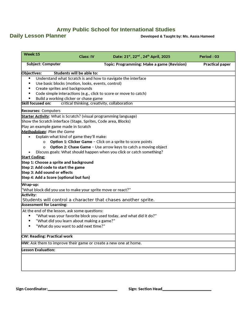 Lesson Planner Grade 4 Week 15 | PDF