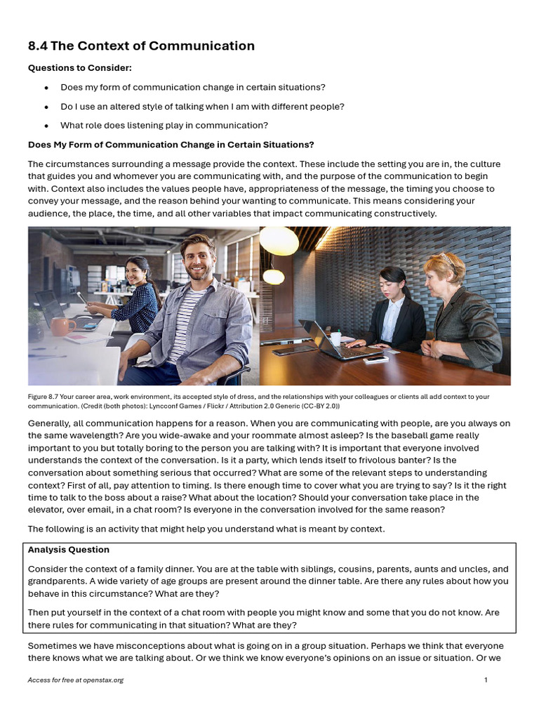 Understanding Context in Communication | PDF | Communication | Conversation