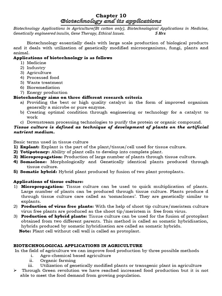 Biotechnology in Agriculture and Medicine | PDF | Genetically Modified ...