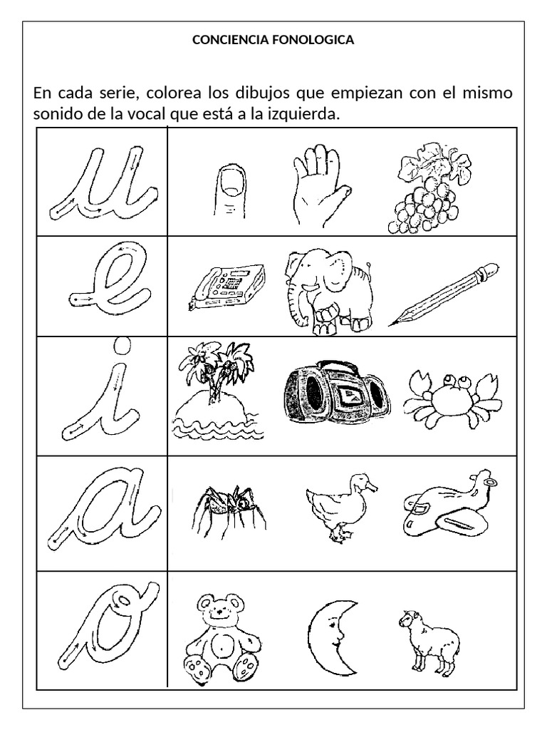 Conciencia Fonológica: Actividades de Sonido | PDF