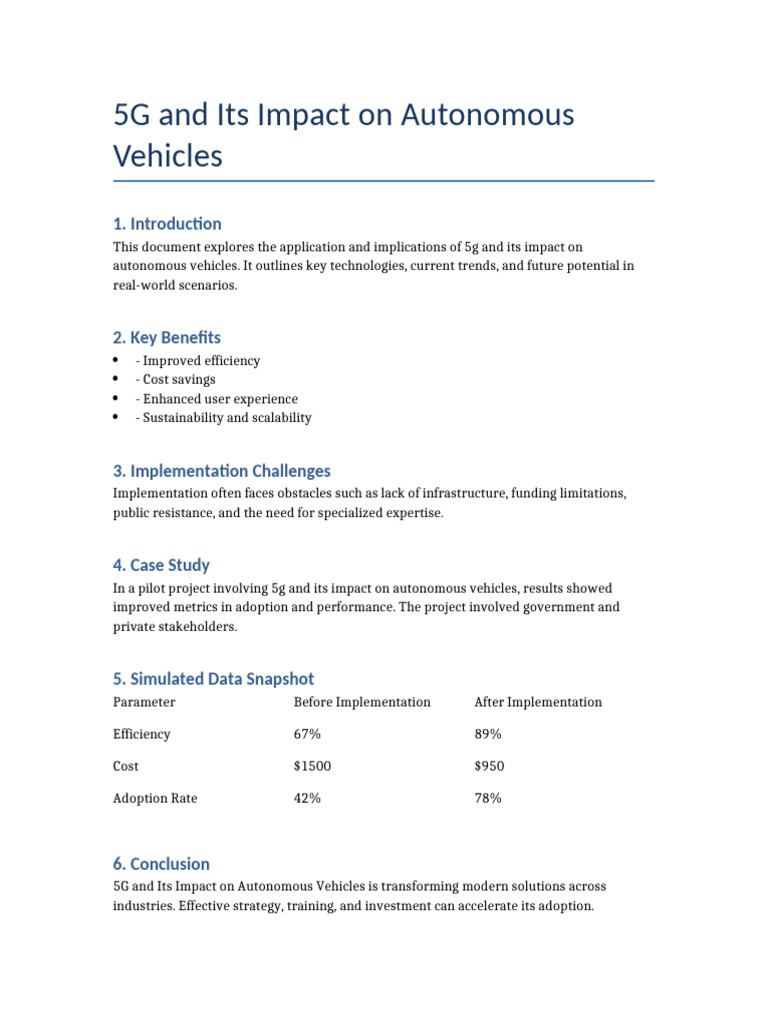 5G and Its Impact On Autonomous Vehicles | PDF