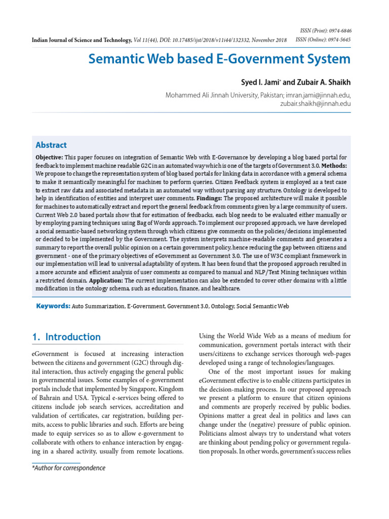 Semantic Web for E-Government Feedback | PDF | Semantic Web | E Government
