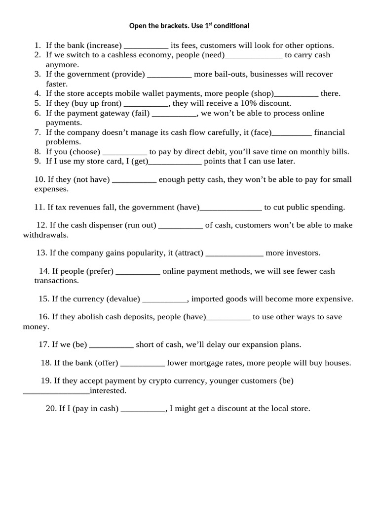 1st Conditional Usage in Financial Context | PDF