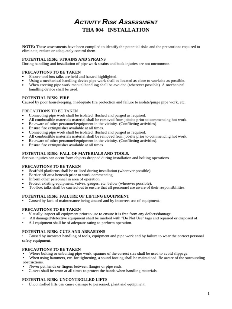 Tha 004 Installation | PDF | Pipe (Fluid Conveyance) | Occupational ...