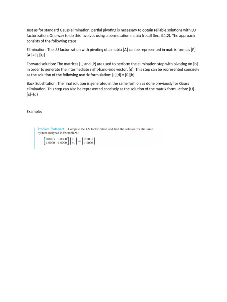 LU Factorization with Pivoting Explained | PDF