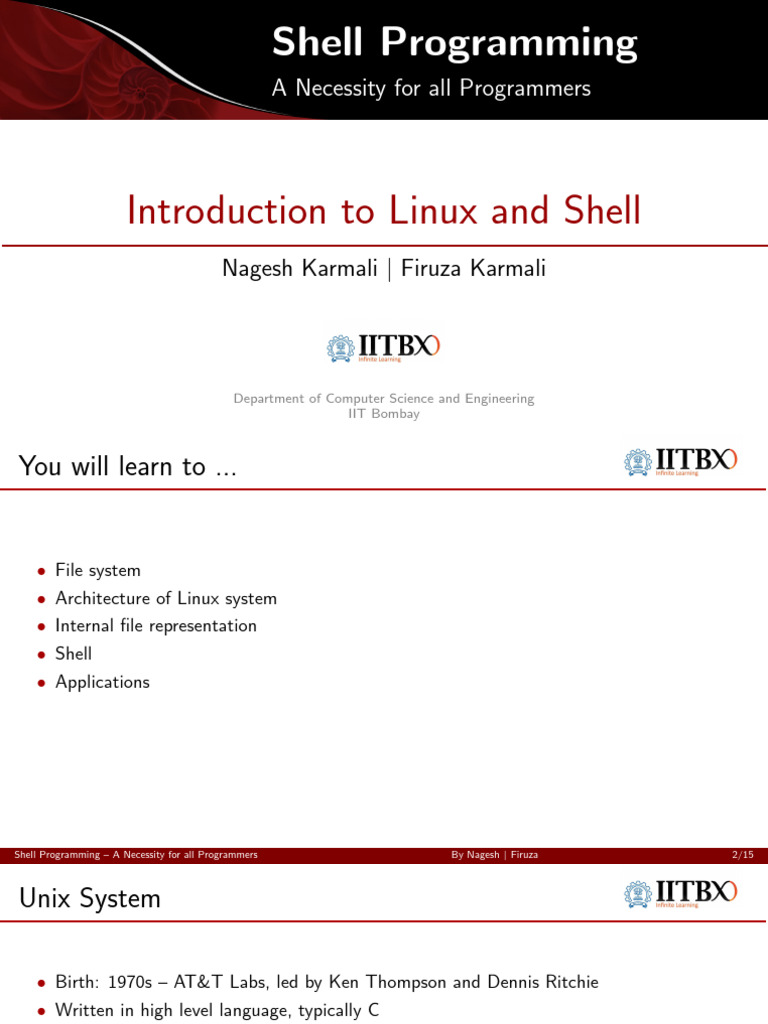Session1 - Introduction - To - Linux - and - Shell by IIT | PDF | Linux ...