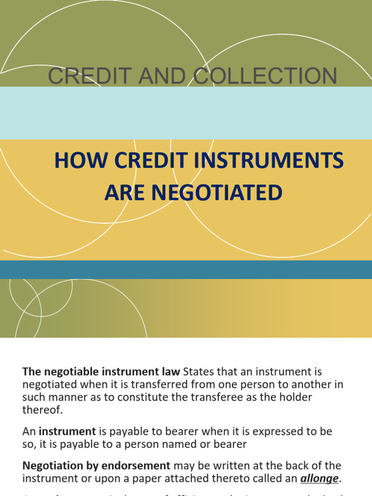 Understanding Credit Instrument Negotiation | PDF | Negotiable ...