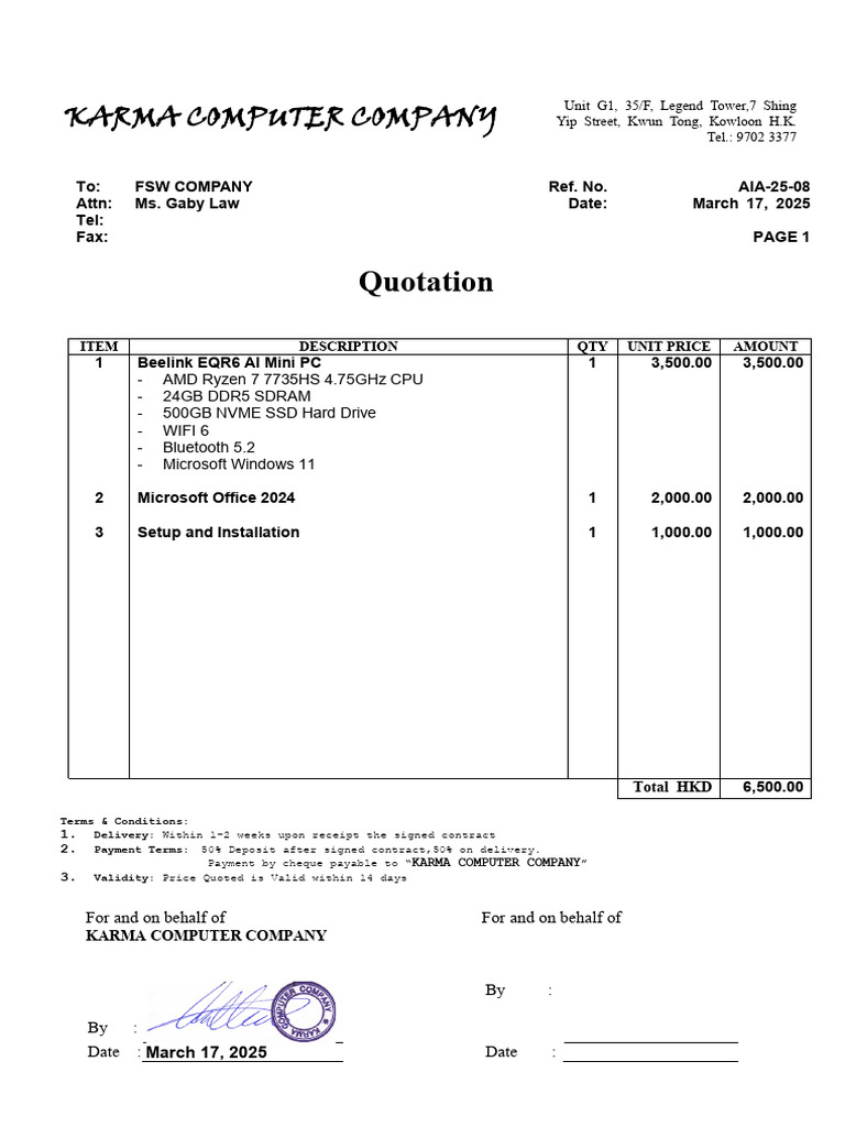Beelink EQR6 Mini PC Quotation | PDF