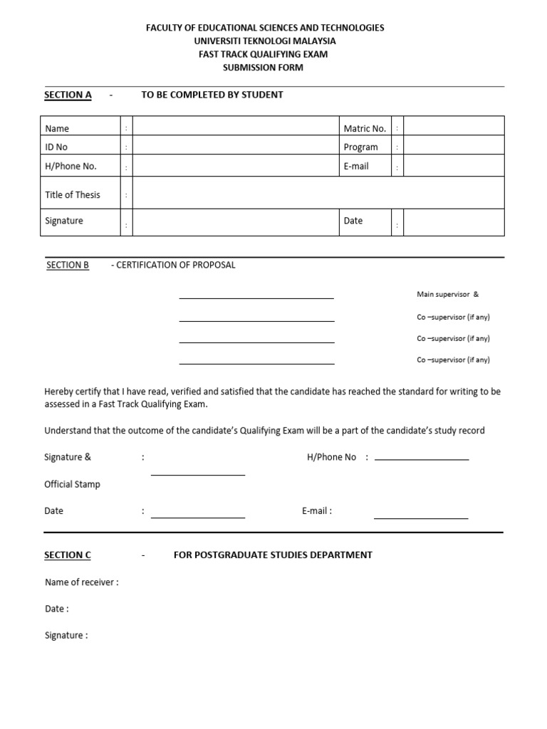 Fast Track Submission Form | PDF