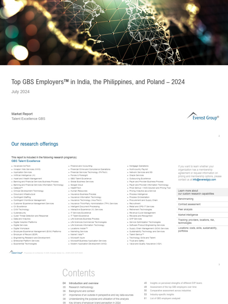 Everest Group - Top GBS Employers in India The Philippines and Poland ...