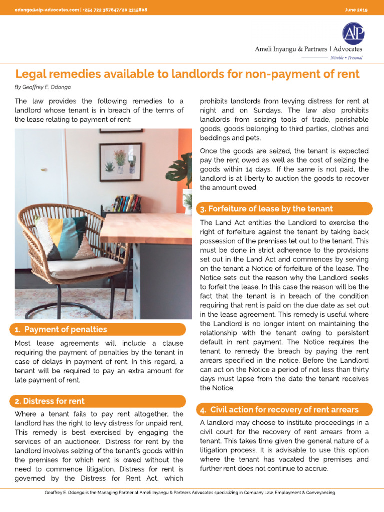 Legal Remedies Available To Landlords For Non Payment of Rent | PDF ...