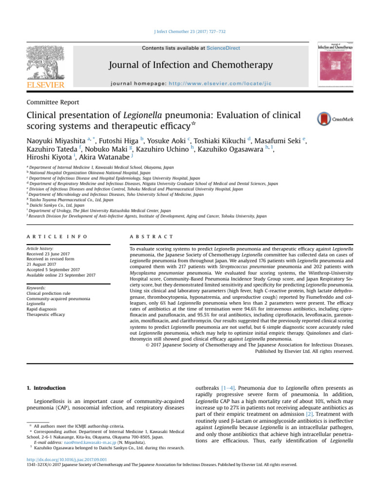 Evaluating Legionella Pneumonia Scoring Systems | PDF | Pneumonia ...