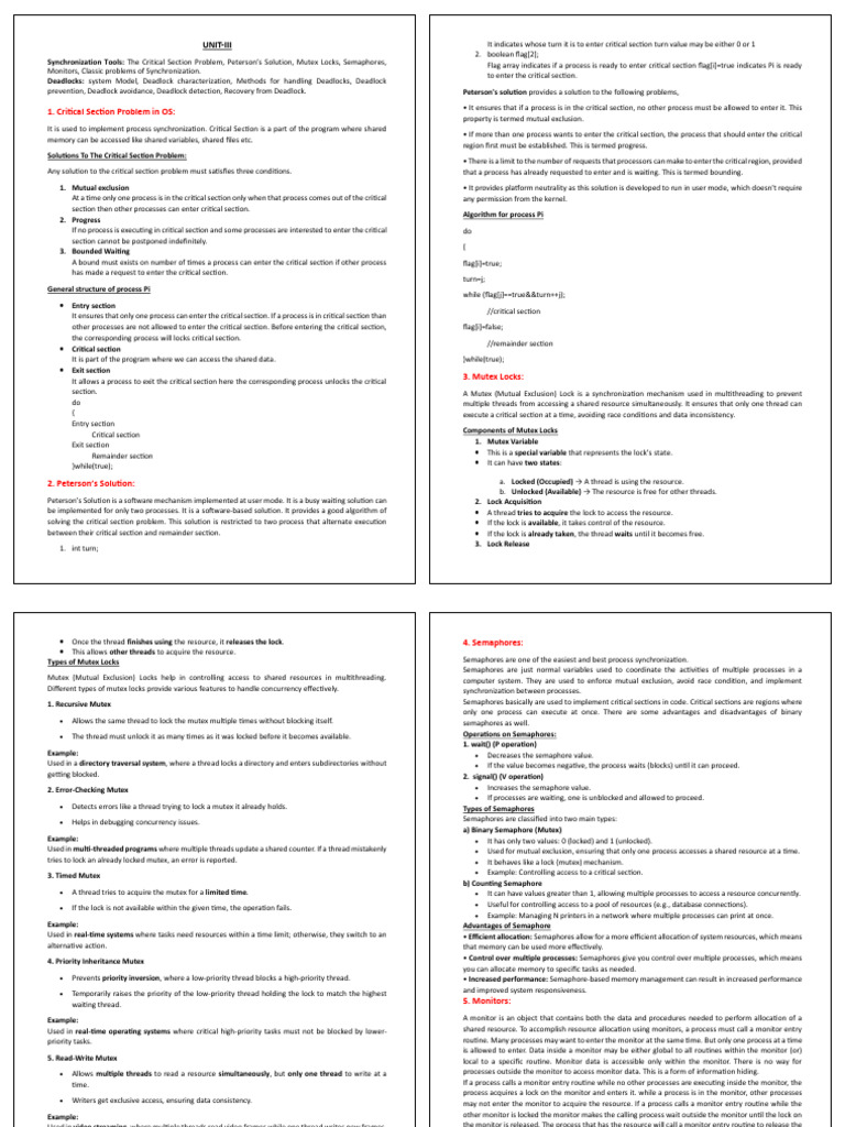 Synchronization Tools and Deadlocks in OS | PDF | Thread (Computing ...