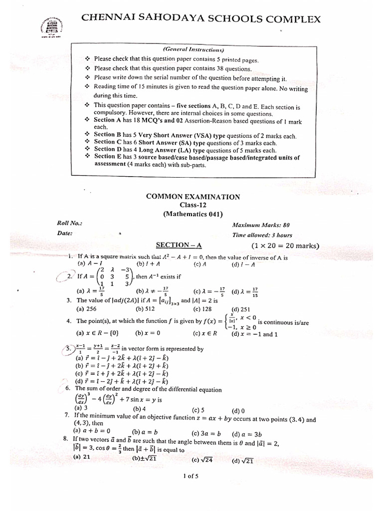 Maths Cluster Paper Chennai | PDF