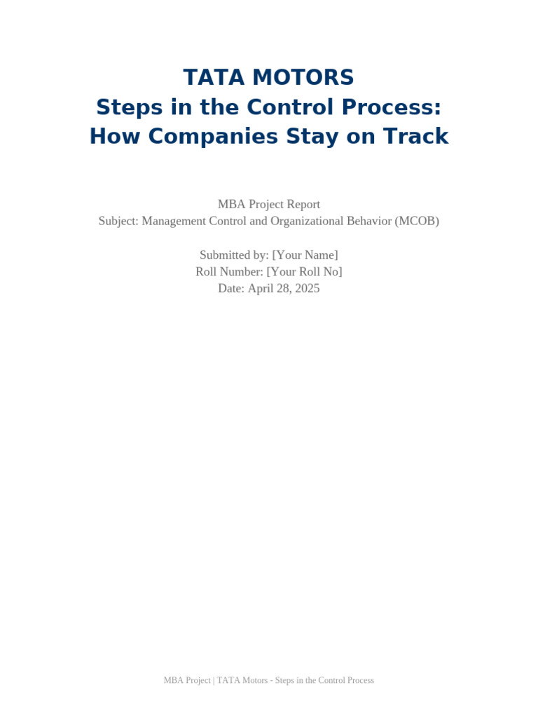 TATA Motors Control Process Analysis | PDF | Supply Chain | Lean ...