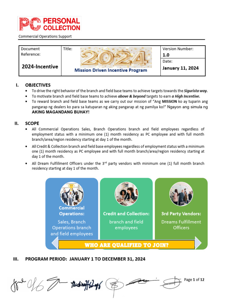 Branch Incentive Plan Overview 2024 | PDF | Incentive