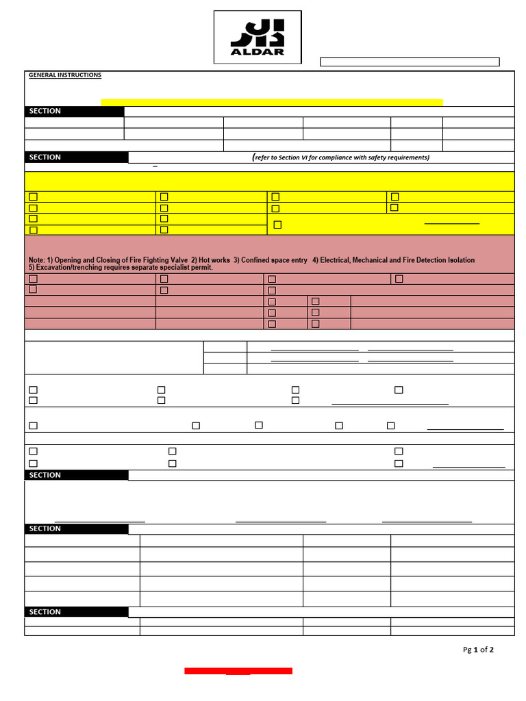 IMS FORM 7 - Permit To Work Form | PDF | Personal Protective Equipment ...
