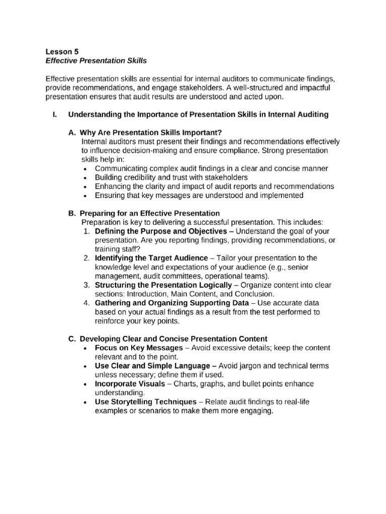 Lesson+5 Effective+Presentation+Skills | PDF
