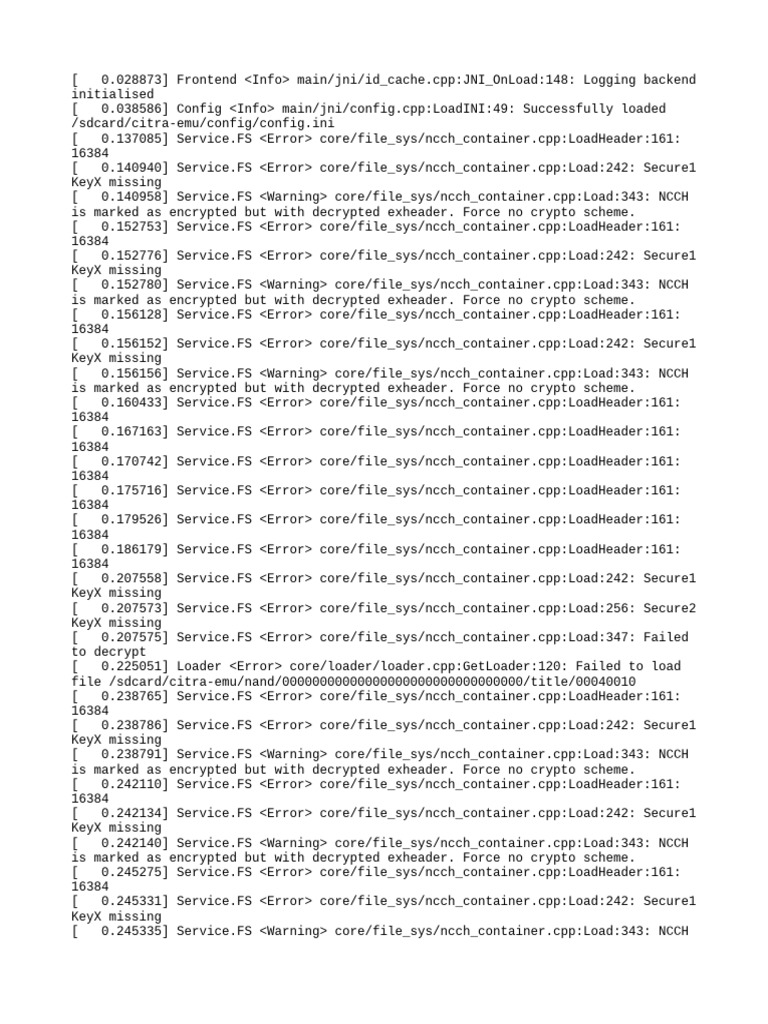 Citra Emulator Error Log Analysis | PDF | Encryption | Computer Engineering