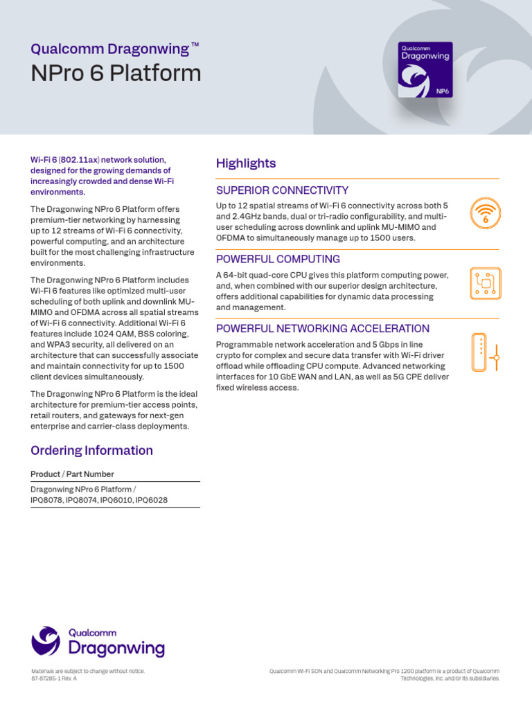 Qualcomm Dragonwing NPro 6 Overview | PDF | Wi Fi | Ieee 802.11