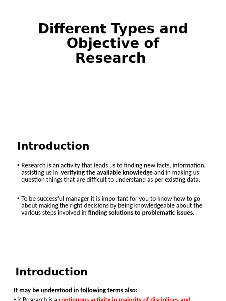 Types and Objectives of Research | PDF
