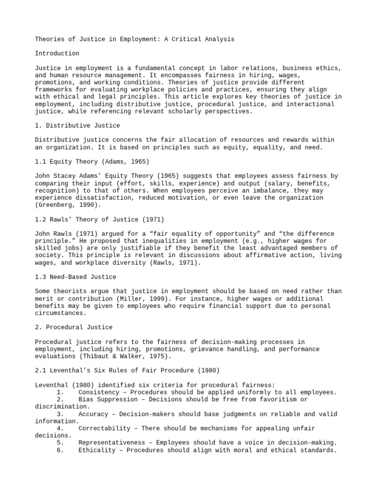 Theories of Justice in Employment | PDF | Justice | Crime & Violence